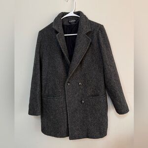 Karen Women’s 100% Wool Pea Coat - Black/Charcoal - Double Breasted - M/L